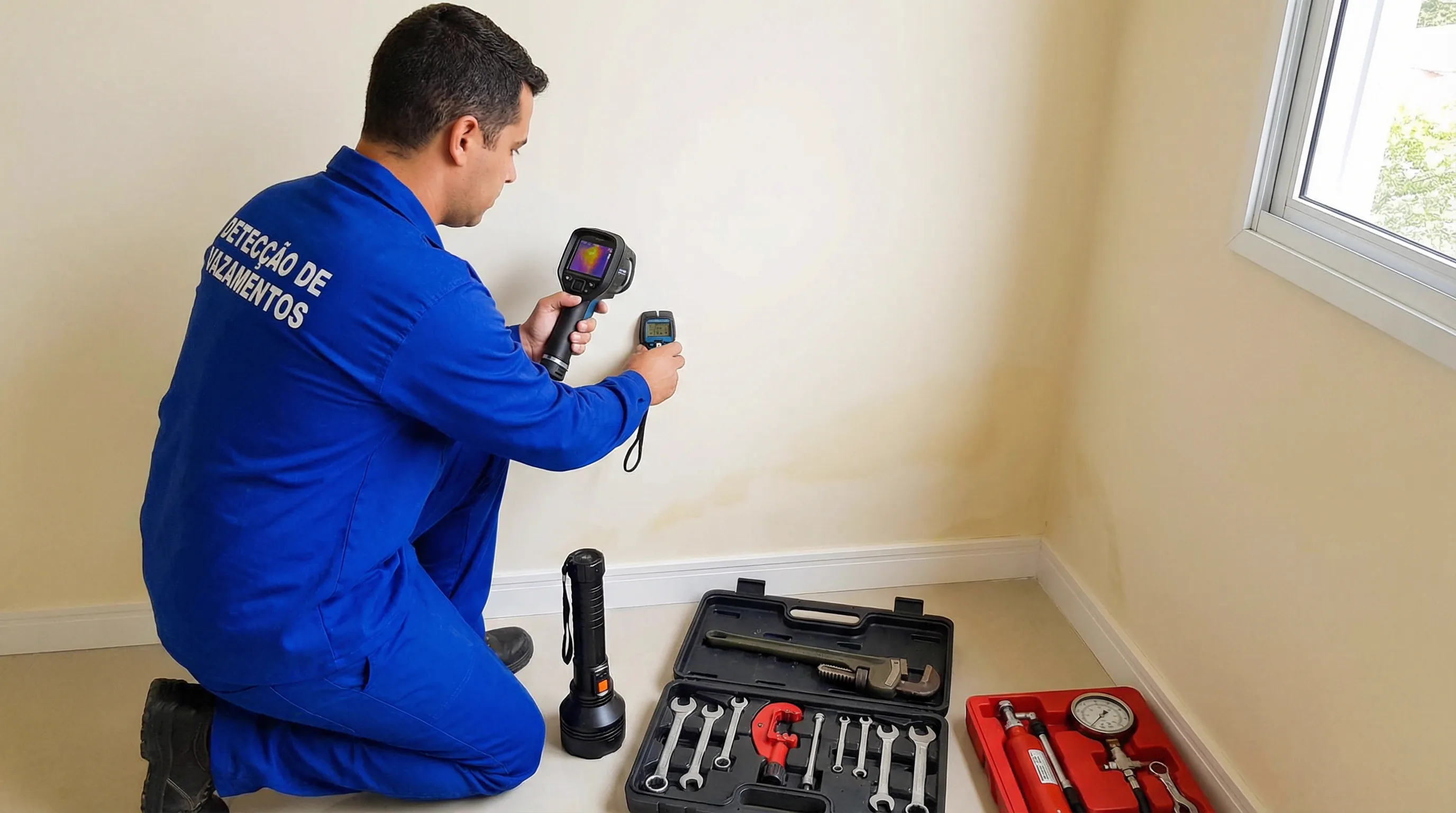 Caça infiltração em parede e laje